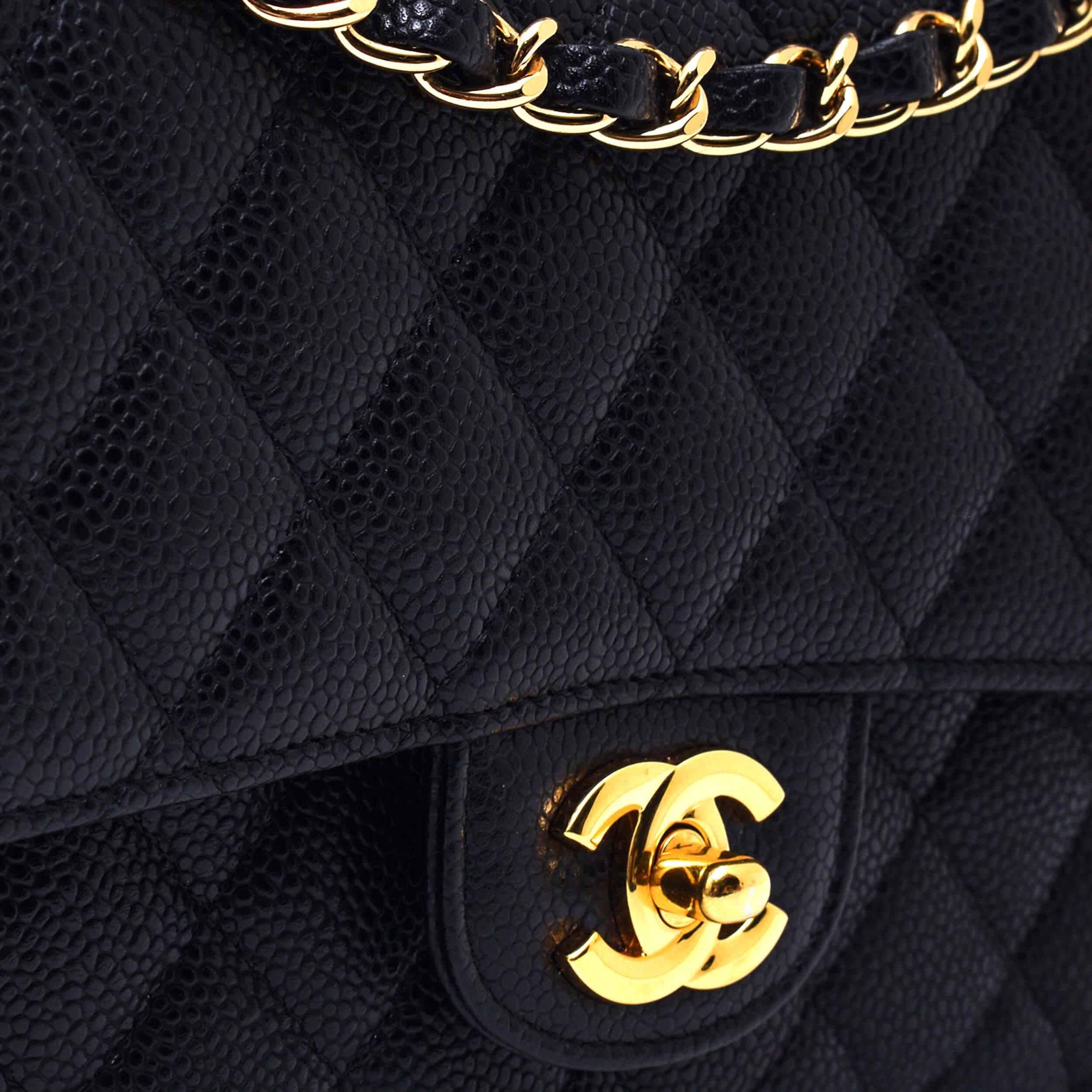 Chanel - Black Quilted Caviar Leather 11.12 Double Flap Bag